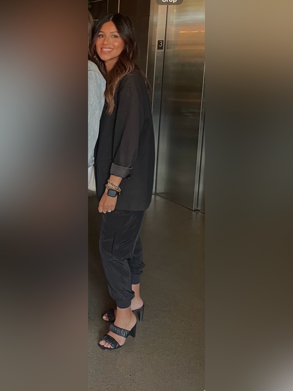 Zara size M Black satin look cargo dressy jogger-style pants